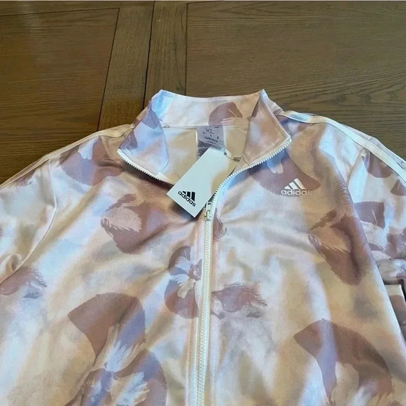 ADIDAS Girls Sz XL Gorgeous Mauve Flower Pattern Track Jacket NWT - Picture 2 of 6